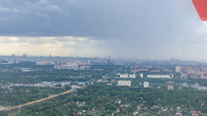 Aerial view of Moscow from plane
