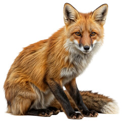 Beautiful red fox sitting calmly, looking directly at the viewer