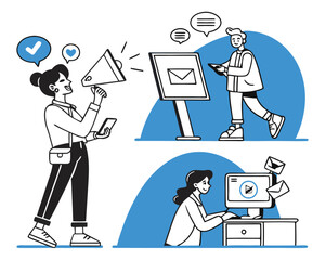 Digital & Content Marketing Vector Illustration Set