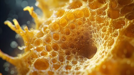 Abstract Golden Honeycomb Texture Close up Detailed Macro Shot