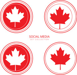Modern and minimal maple leaf vector icons designed for social media branding, patriotic posts, and Canada Day celebrations.