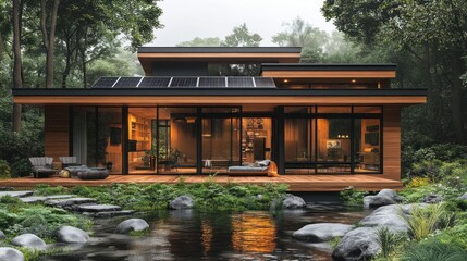 Modern Eco-Friendly Home nestled in Lush Forest