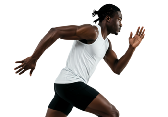 Athlete in Motion A Runners Profile isolated on transparent baackground