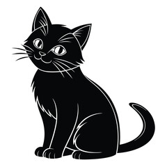 Fototapeta premium Adorable Black Cat Vector Illustration with Bright Eyes