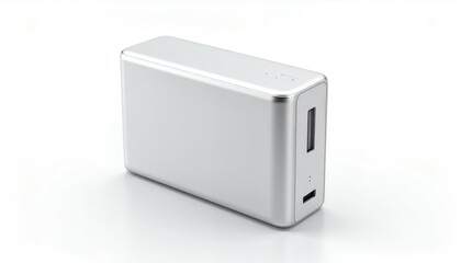 Obraz premium Silver Portable Power Bank Charger