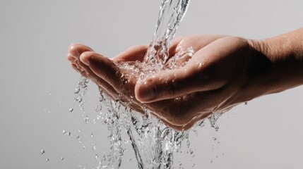 Fototapeta premium Hands catching flowing water 