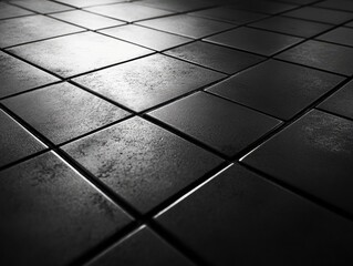 Dark, reflective square tiles