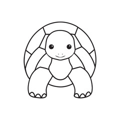 Naklejka premium Turtle Outline Vector Simple & Clean Line Art Design, Turtle Silhouette Vector High-Quality Line Drawing, Turtle Drawing Vector.