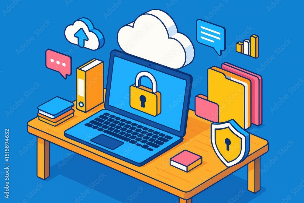 Poster secure cloud computing data protection laptop