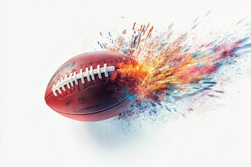 Sporty super bowl isolated on white background. Sporty super bowl surrounded by confetti and is the center of attention. The confetti is in various colors and is scattered.