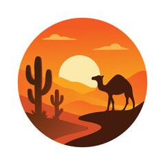 Stunning Desert Sunset with Camel