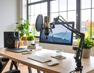 Modern home studio workspace