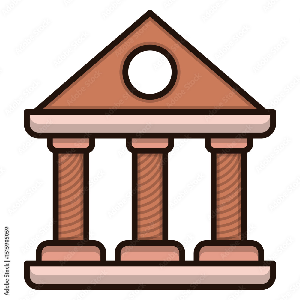 Poster rendered illustration of a classical building with a transparent background for design projects