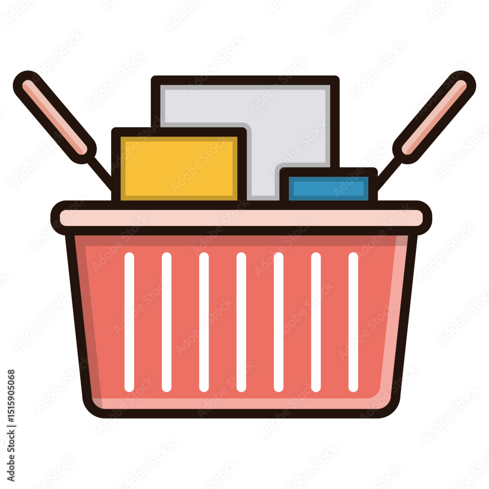 Poster abstract stylized illustration of a glowing gift box with various colorful objects on a white backgr