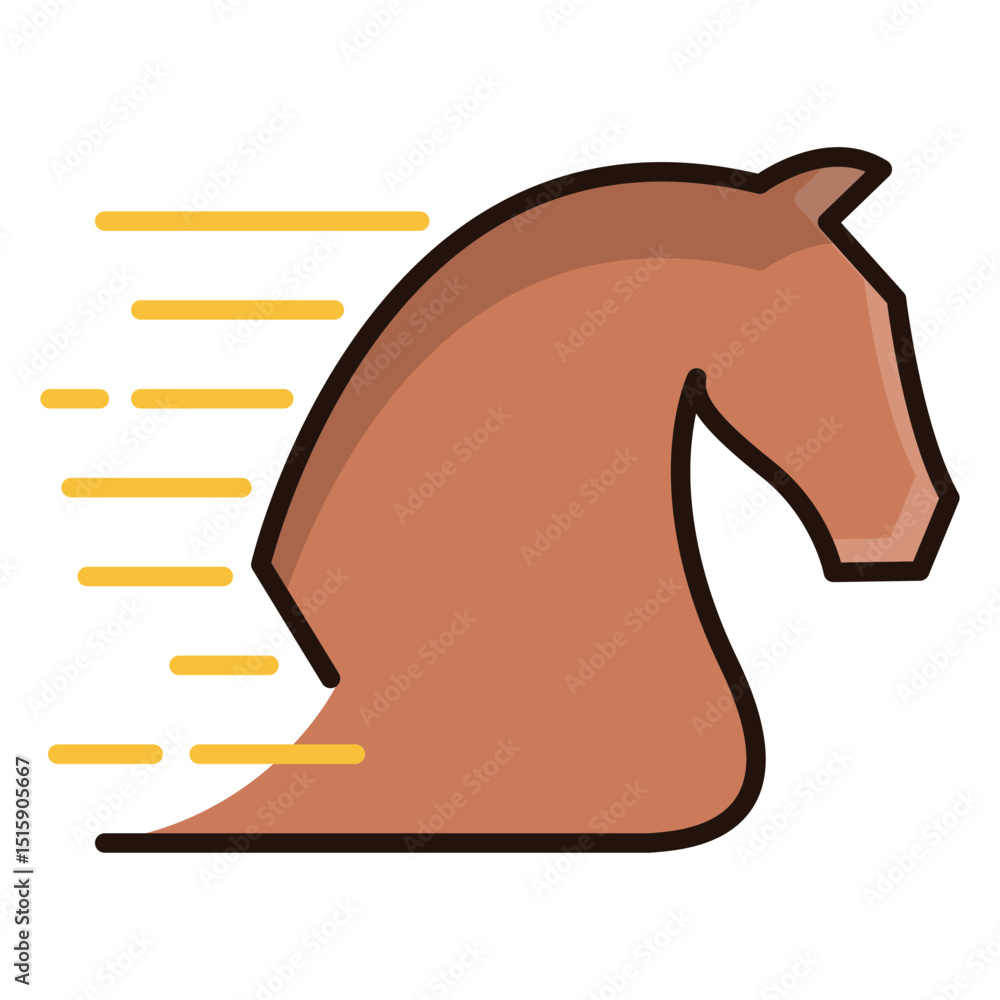 Poster stylized chess knight icon featuring a golden and brown color scheme with transparency