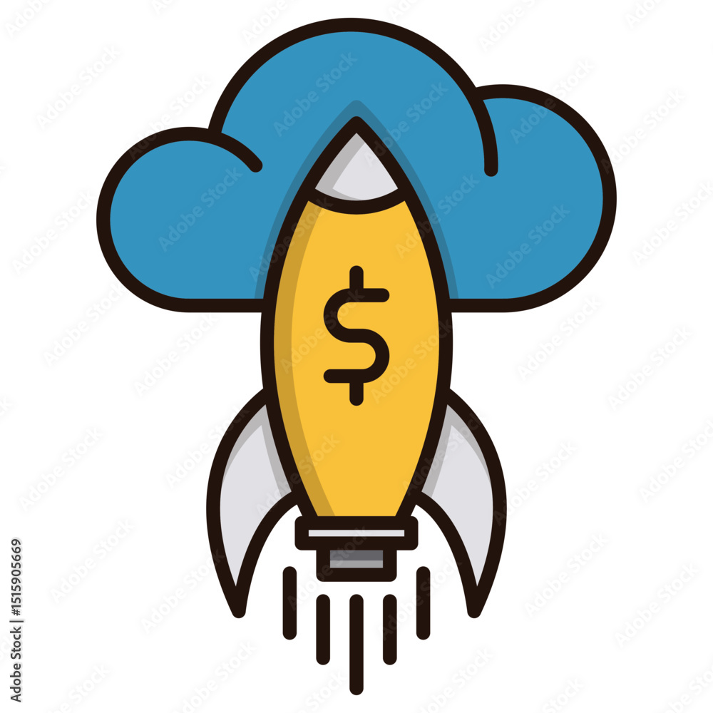 Poster abstract illustration of cloud storage and mobile device icon with transparency