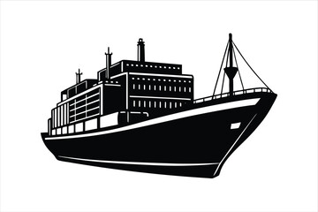 Fototapeta premium Editable Vector of Sea Cargo Ship Silhouette for Logistics Concepts