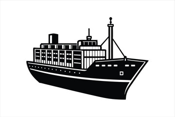 Fototapeta premium Transport Ship Vector Art in Minimalist Silhouette Style