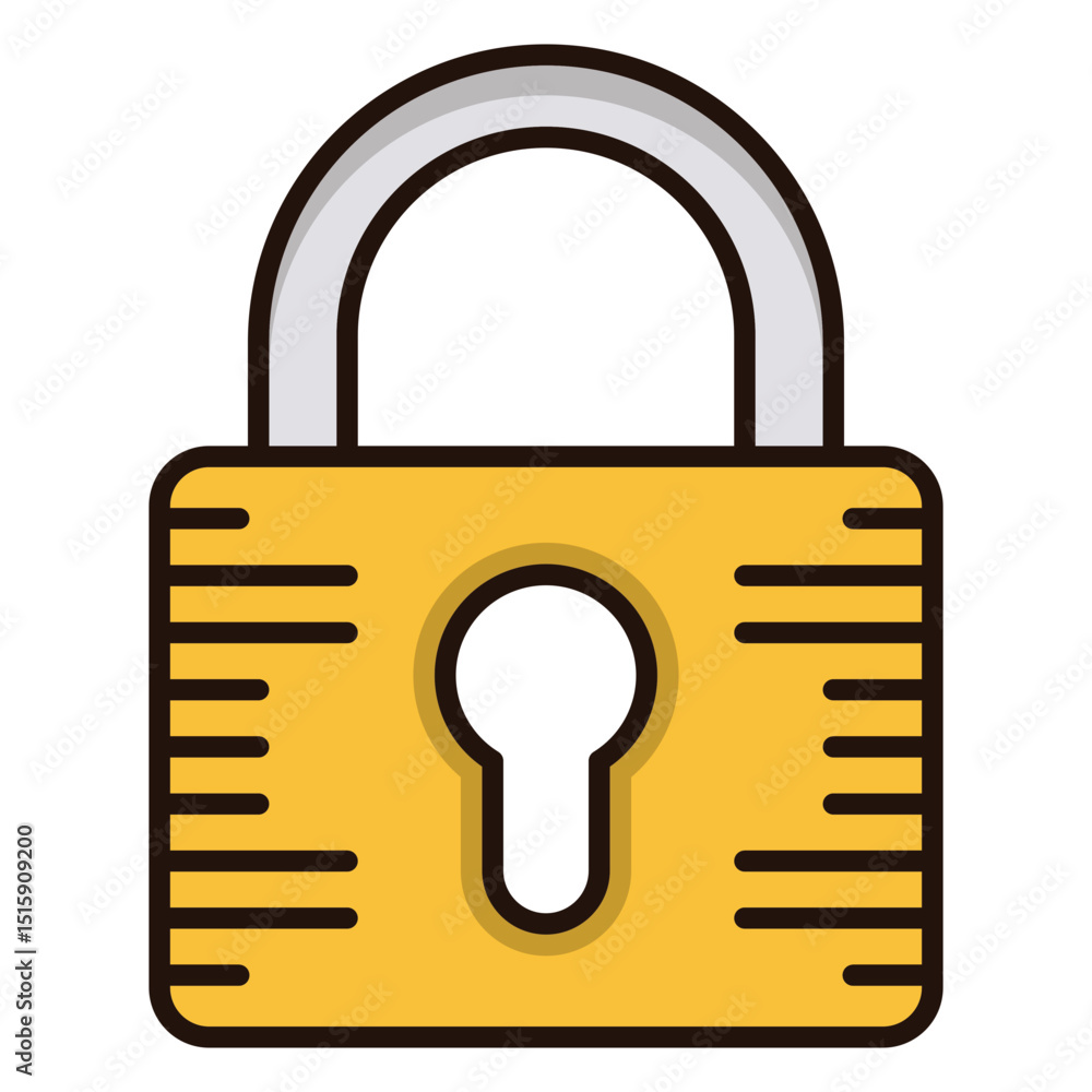 Poster gold colored padlock icon design with transparency ideal for security and protection concepts