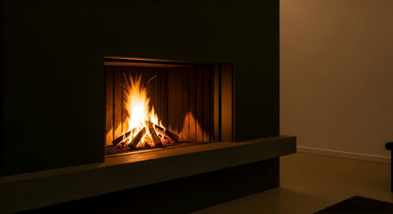 Cozy Warmth Burning Brightly In Contemporary Dark Fireplace Room