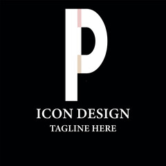 Letter P initial logo design with colorful line