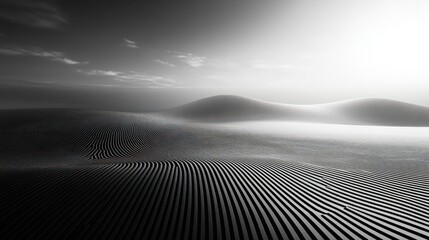 Monochromatic Desert Landscape: A Study in Lines and Light