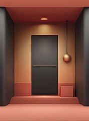 Minimalist entranceway design with warm colors