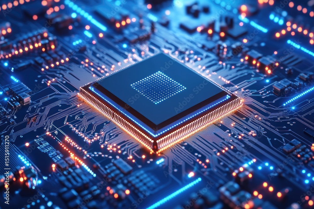 Poster close-up of circuit board with cpu