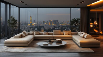 Luxury Penthouse Apartment with Stunning City View at Night