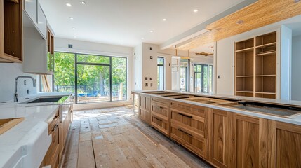 Modern Kitchen Under Construction with Natural Light