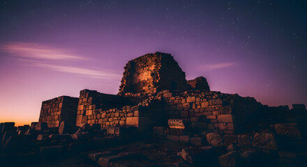 Ancient Ruins Under a Starry Sky Offering Glimpse into the Past