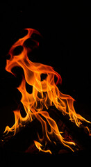 Burning Fire Flames Isolated on Transparent Background for Warmth and Energy