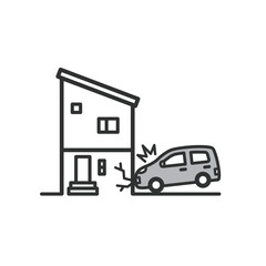 衝突事故の被害 家のイラスト