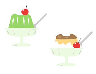 おいしそうなプリンとゼリー