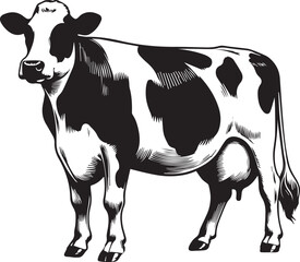 Minimalist Black and White Cow Vector Illustration 