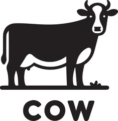 Minimalist Black and White Cow Vector Illustration 