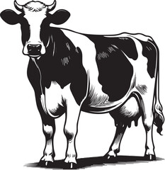 Minimalist Black and White Cow Vector Illustration 