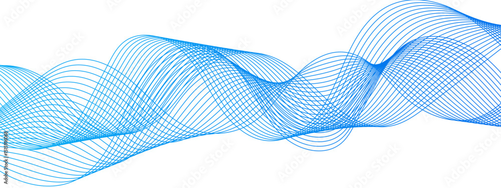Aufkleber abstract digital composition with smooth, flowing waveforms made of fine, parallel blue lines. sense