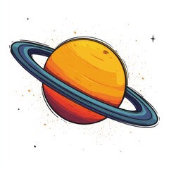 Vibrant illustration of a ringed planet in space