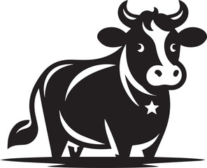 Minimalist Black and White Cow Vector Illustration 