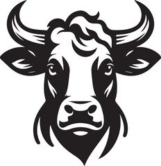 Minimalist Black and White Cow Vector Illustration 