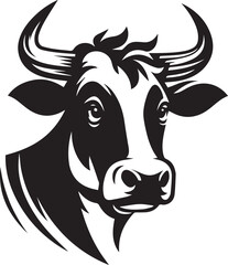 Minimalist Black and White Cow Vector Illustration 