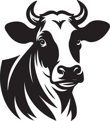 Minimalist Black and White Cow Vector Illustration 