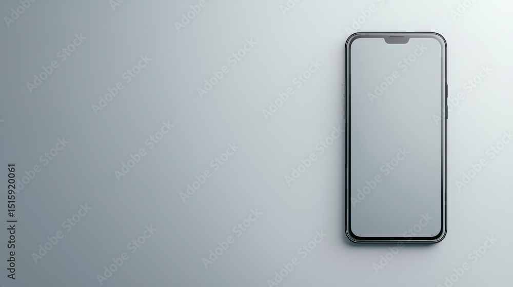 Poster modern smartphone with blank screen on gray background ideal for app and design mockups