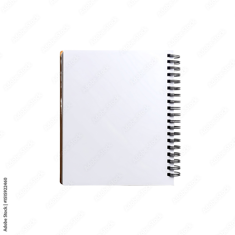 Poster blank spiral notebook isolated on top pad view paper on transparent background