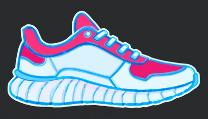 Trendy Pink and White Sneakers  Athletic Shoe Design  Running Shoe Illustration
