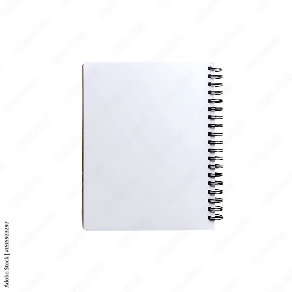 Poster blank spiral notebook isolated on idea plan list paper on transparent background