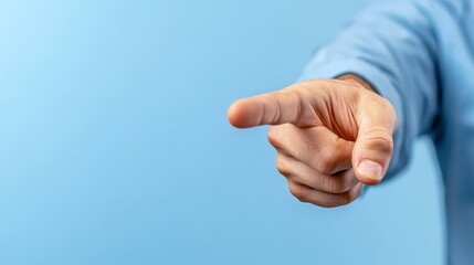 Person pointing directly at the camera closeup perspective of focused communication