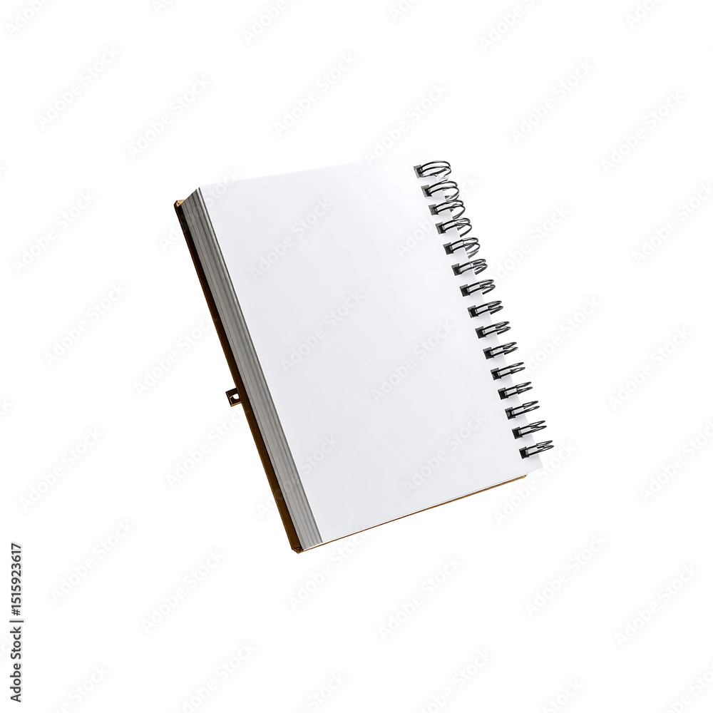 Poster blank spiral notebook isolated on text idea work tool on transparent background