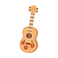 Obraz premium Floral Western Guitar Illustration for Creative Music-Themed Designs